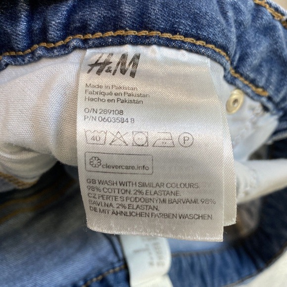 H & M cut off blue denim jeans shorts distressed classic size 4 stretch casual - Picture 4 of 4